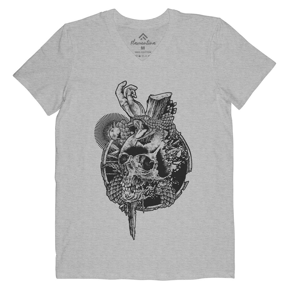 Original Sin Mens Organic V-Neck T-Shirt Horror A448