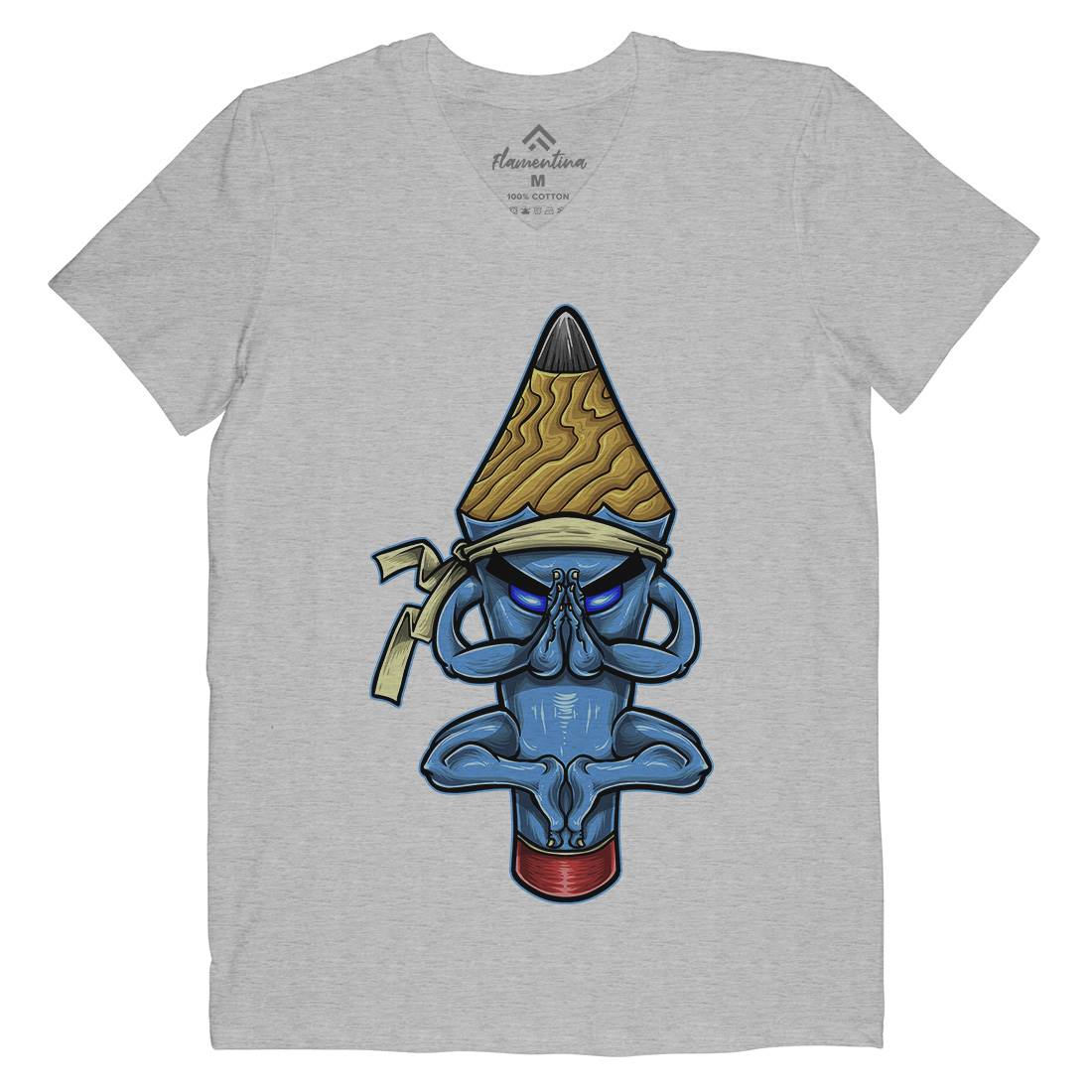 Pencil Monk Mens V-Neck T-Shirt Religion A449