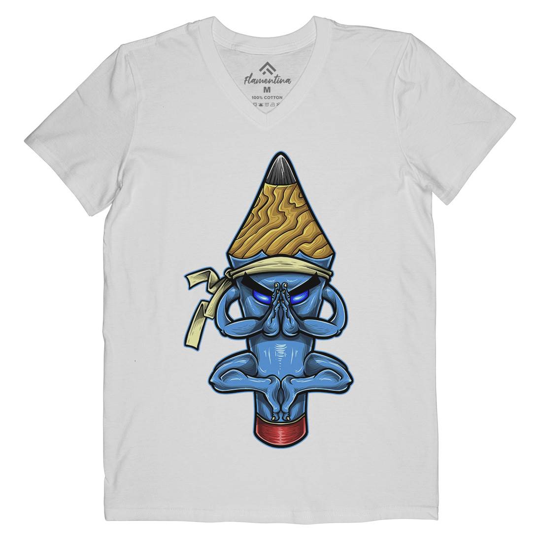 Pencil Monk Mens Organic V-Neck T-Shirt Religion A449