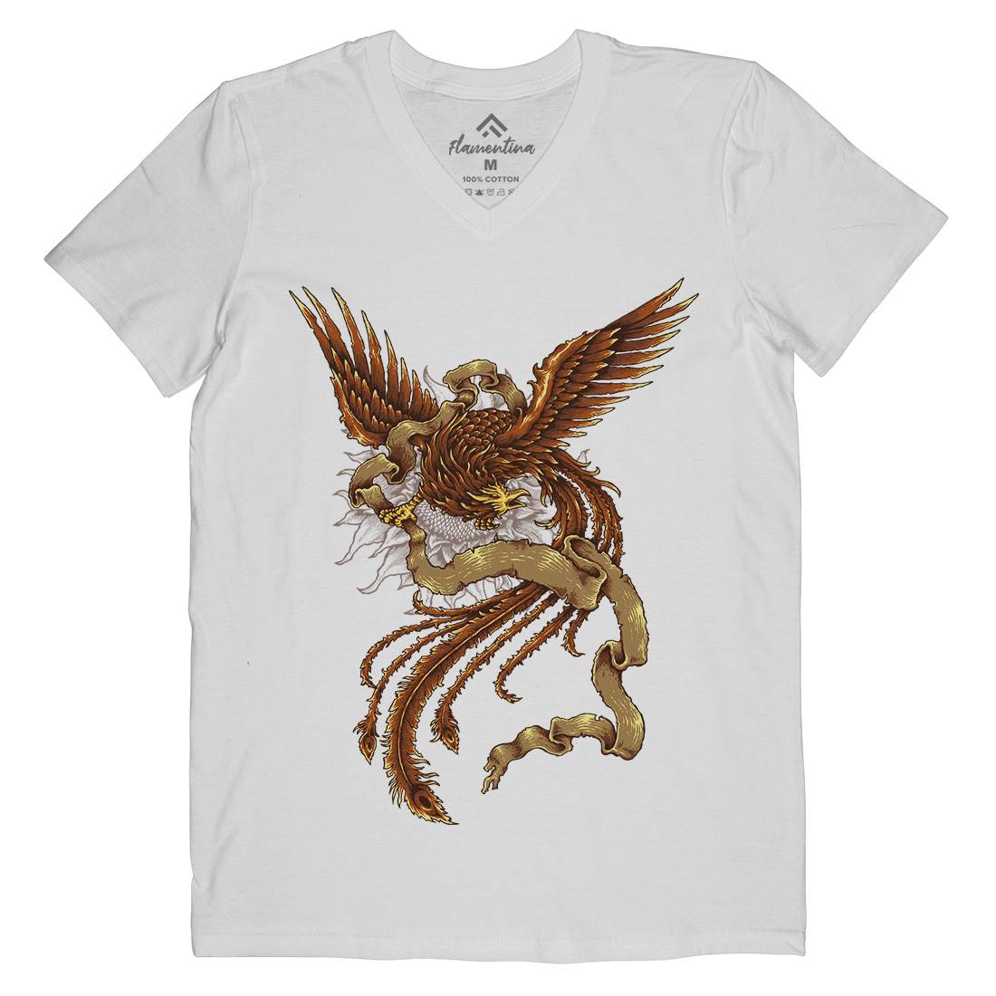 Phoenix Mens Organic V-Neck T-Shirt Religion A450