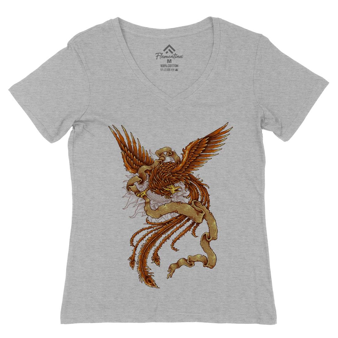 Phoenix Womens Organic V-Neck T-Shirt Religion A450