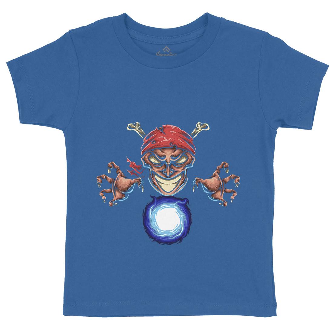 Pirate Magician Kids Organic Crew Neck T-Shirt Navy A451