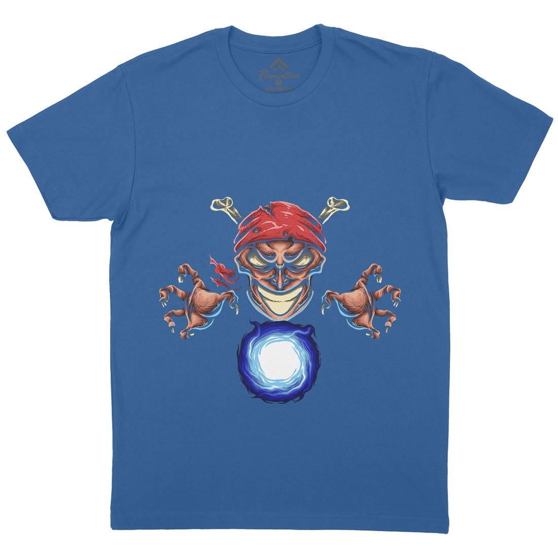 Pirate Magician Mens Organic Crew Neck T-Shirt Navy A451