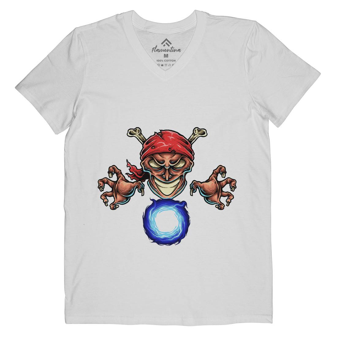 Pirate Magician Mens V-Neck T-Shirt Navy A451