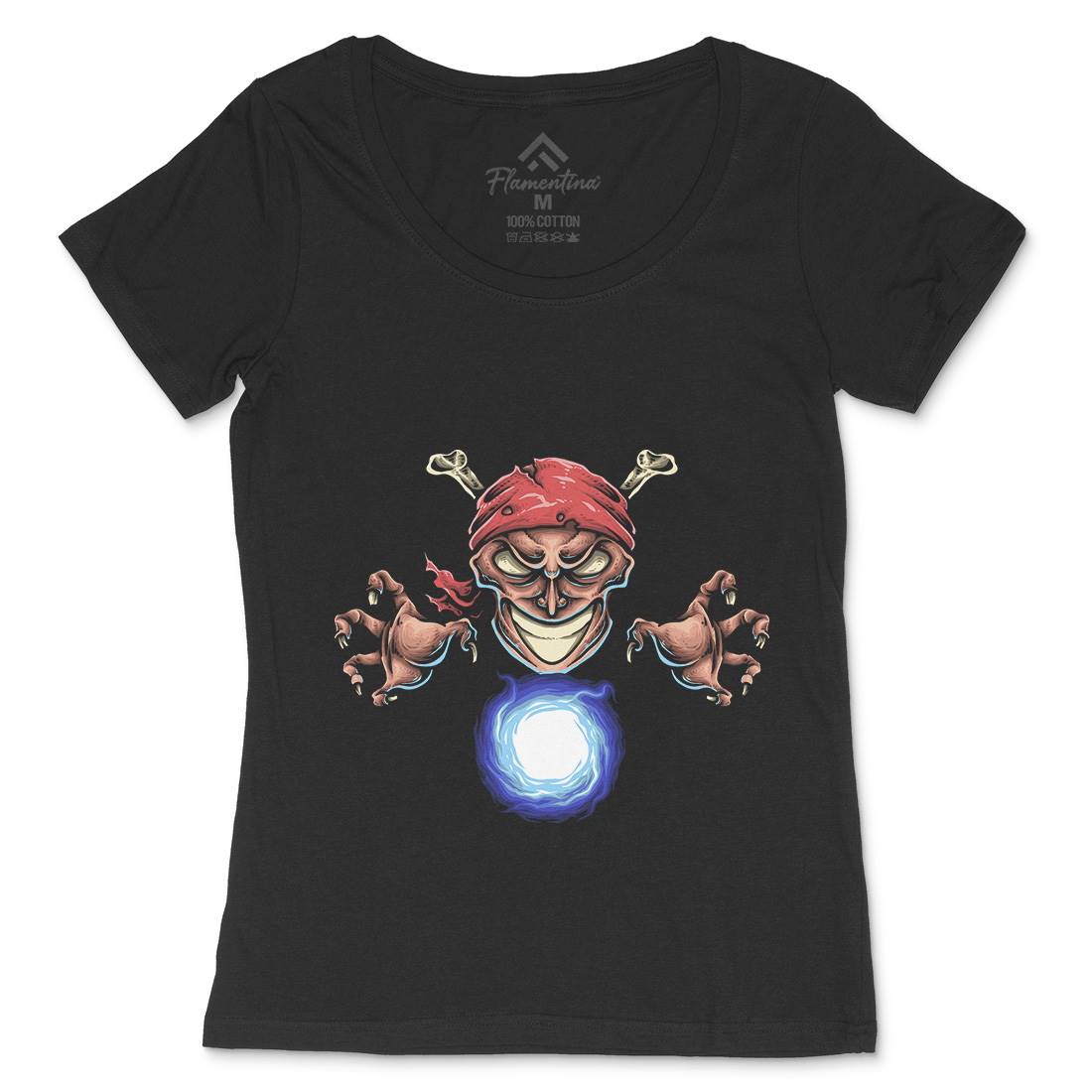 Pirate Magician Womens Scoop Neck T-Shirt Navy A451