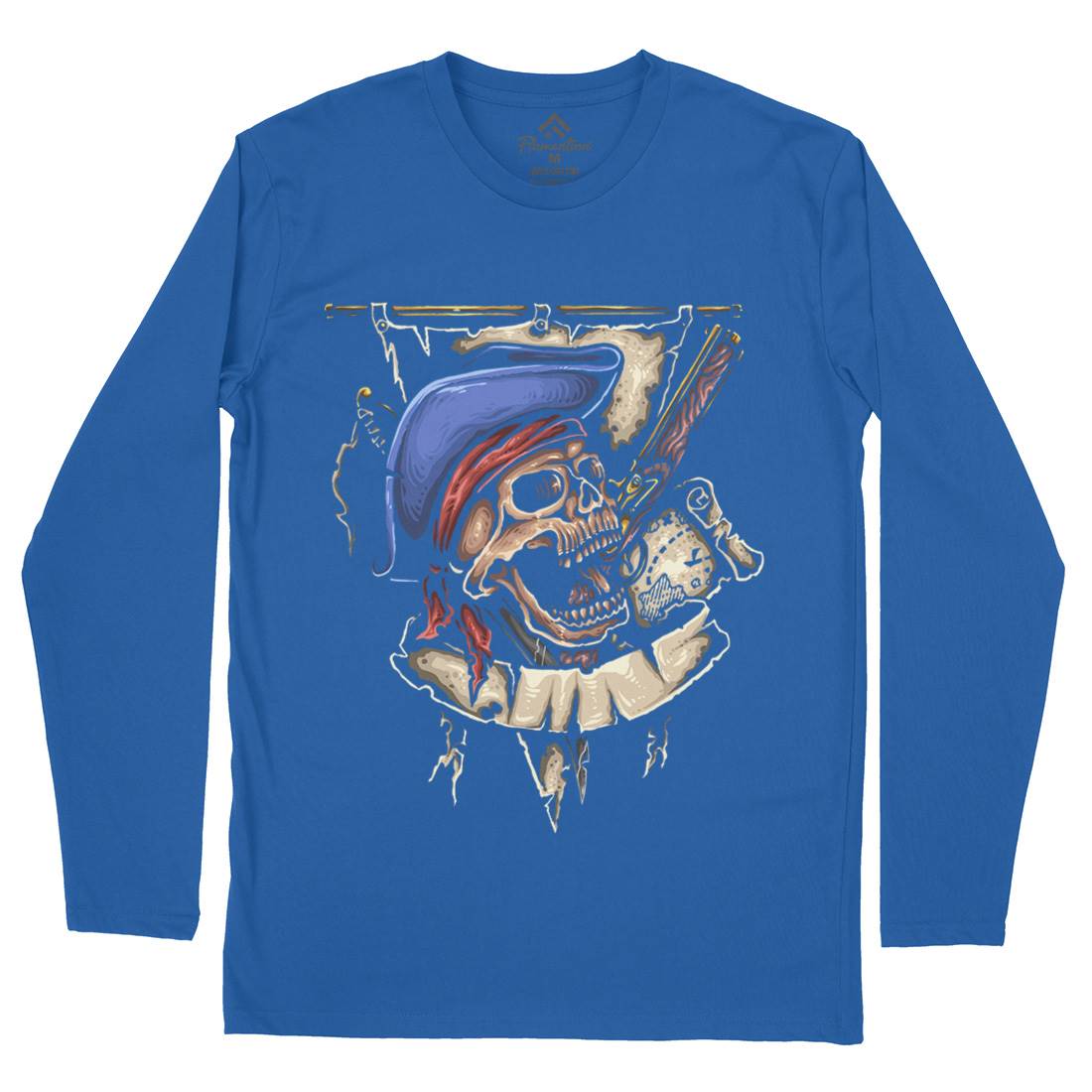 Pirate Skull Mens Long Sleeve T-Shirt Navy A452