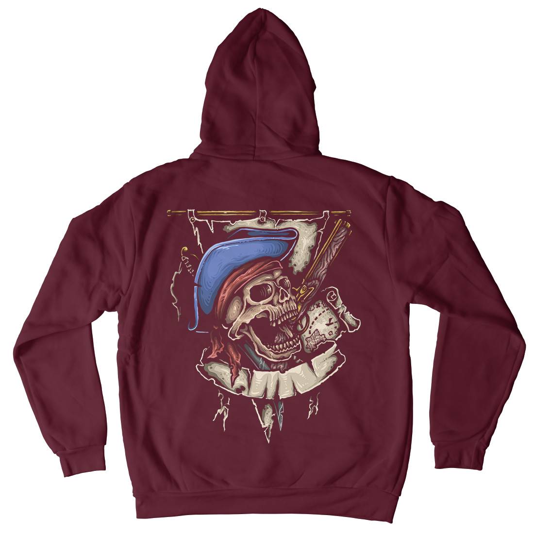 Pirate Skull Mens Hoodie With Pocket Navy A452