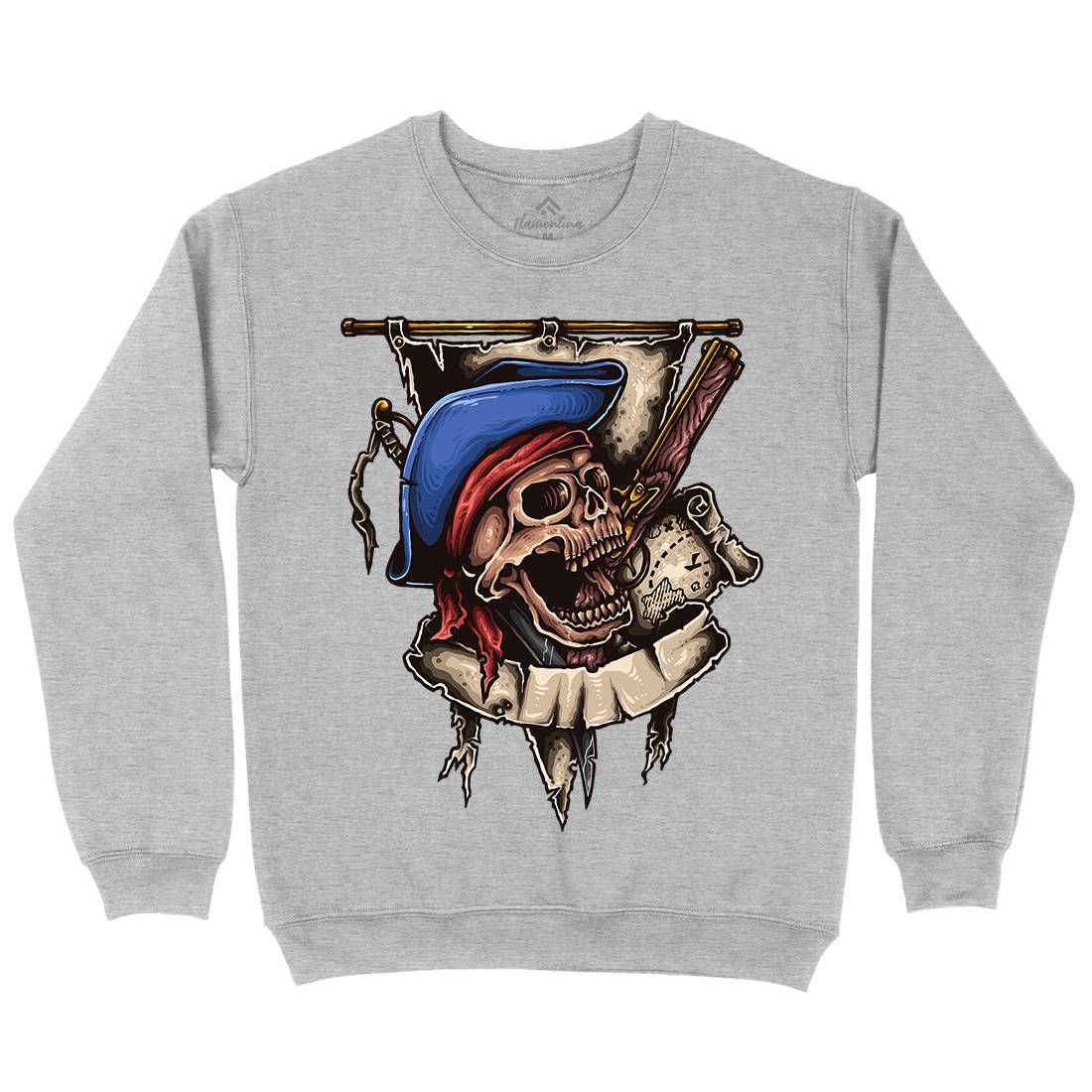 Pirate Skull Mens Crew Neck Sweatshirt Navy A452