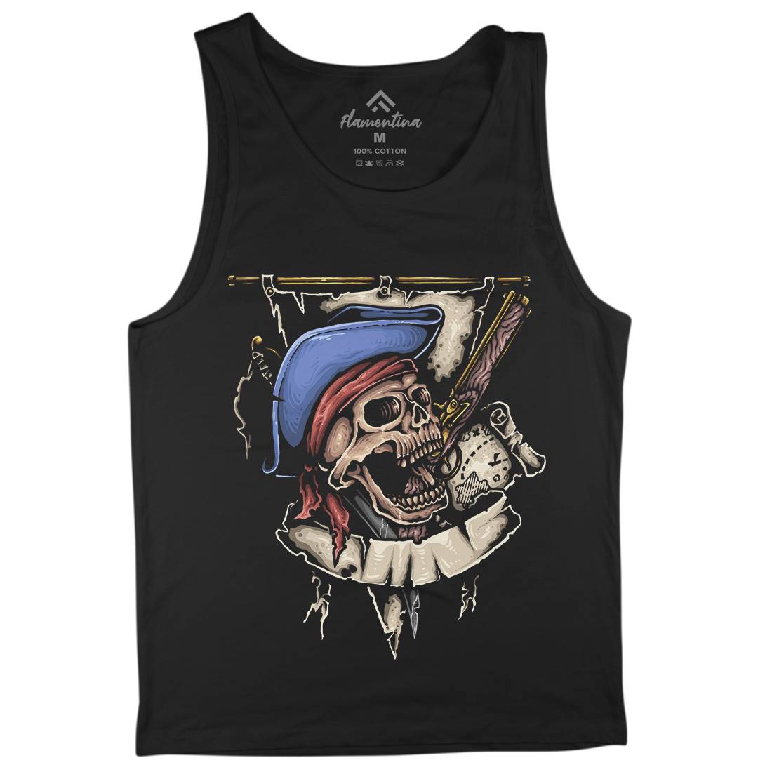 Pirate Skull Mens Tank Top Vest Navy A452