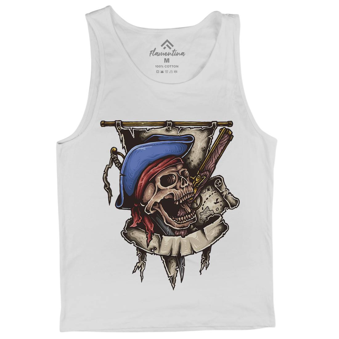 Pirate Skull Mens Tank Top Vest Navy A452