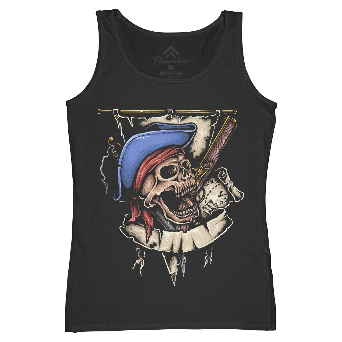 Pirate Skull Womens Organic Tank Top Vest Navy A452