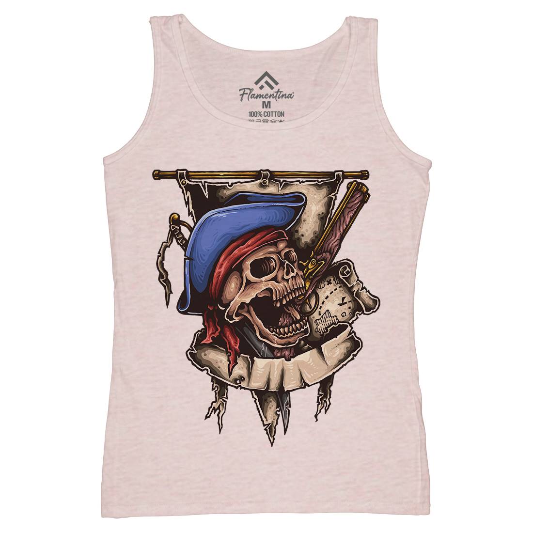 Pirate Skull Womens Organic Tank Top Vest Navy A452