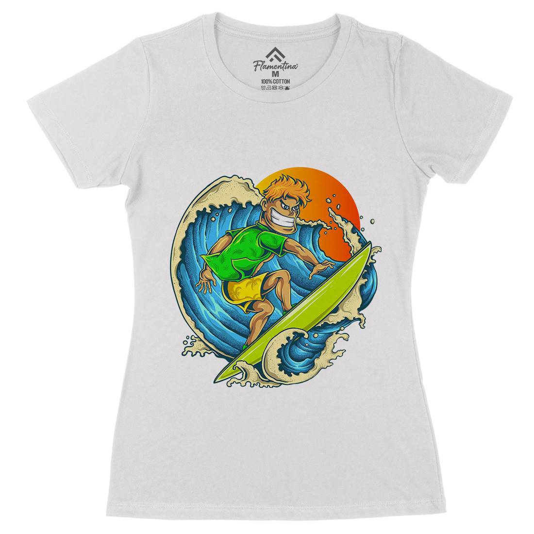 Pro Surfer Womens Organic Crew Neck T-Shirt Surf A454