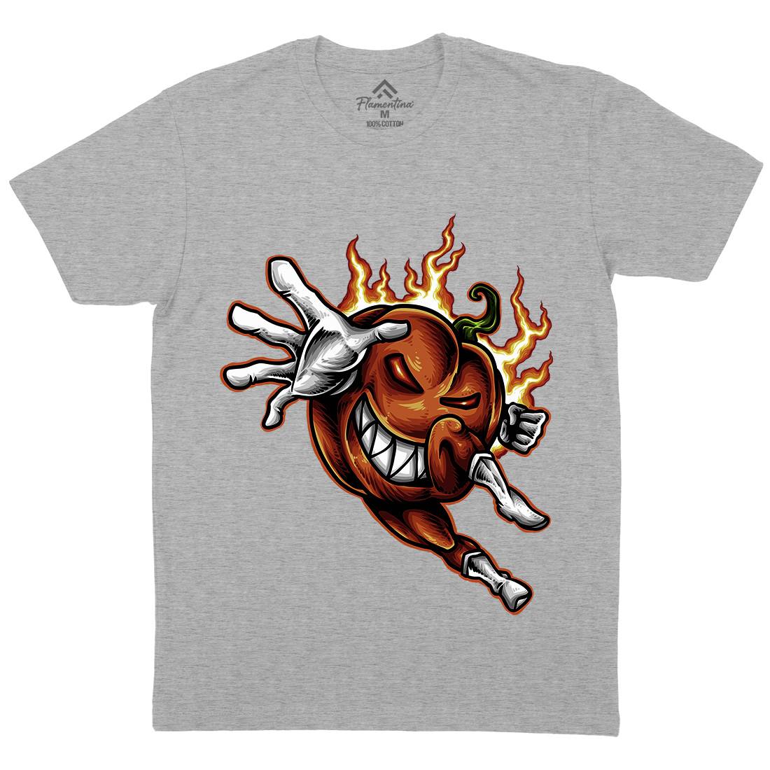 Pumpkin Hero Mens Organic Crew Neck T-Shirt Halloween A455