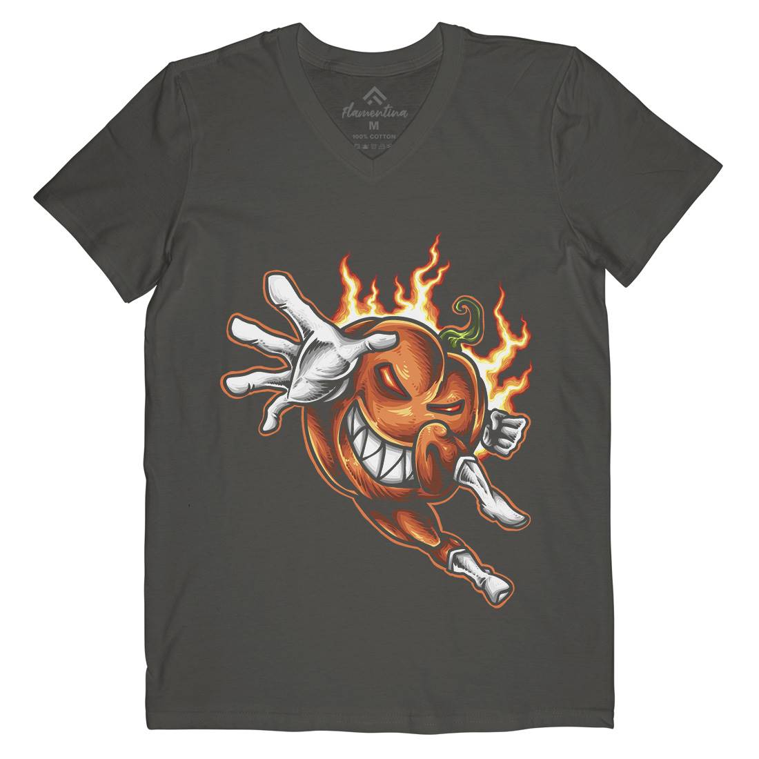 Pumpkin Hero Mens V-Neck T-Shirt Halloween A455