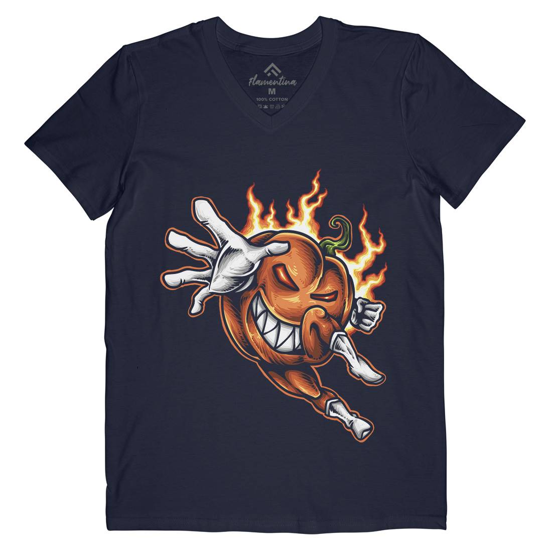 Pumpkin Hero Mens V-Neck T-Shirt Halloween A455