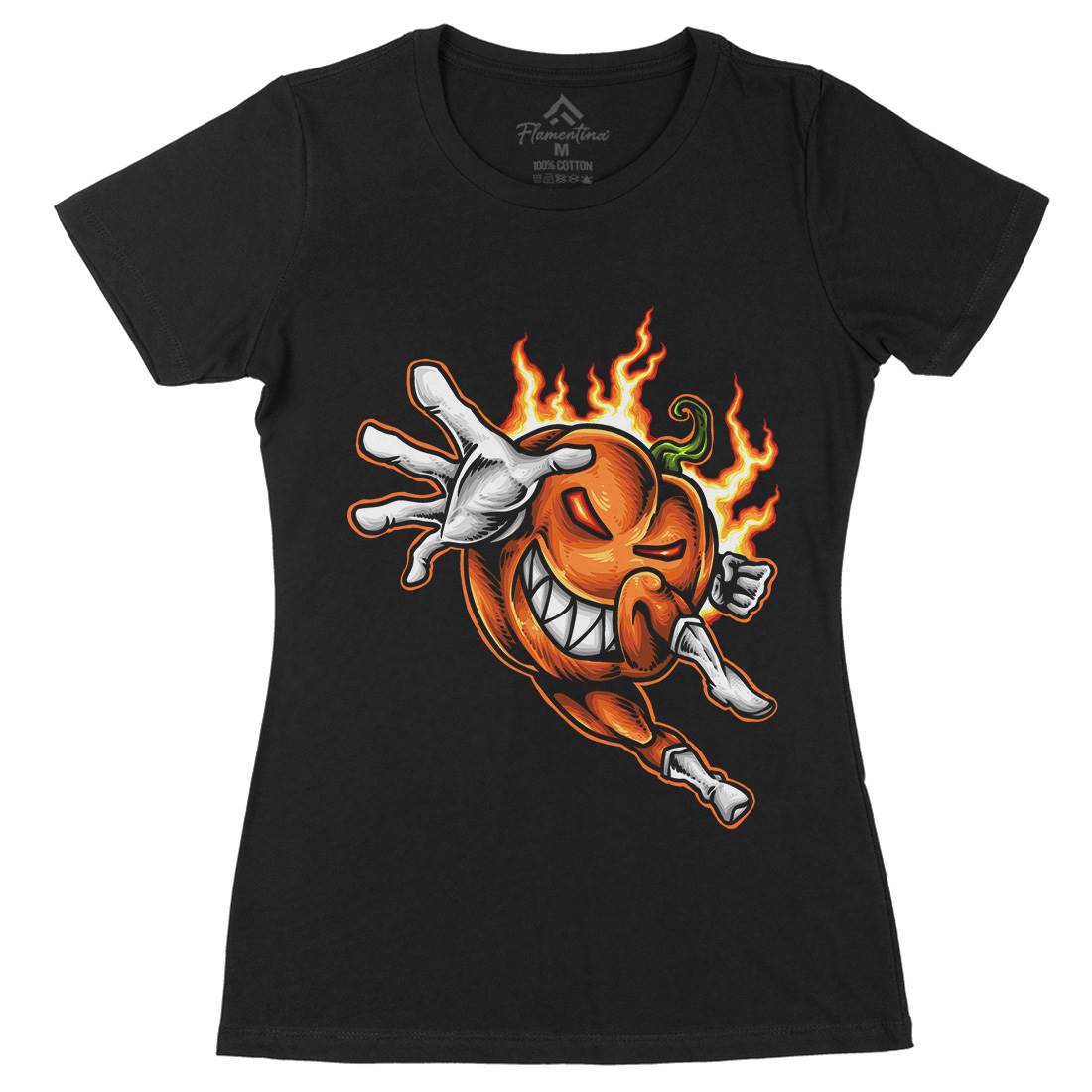 Pumpkin Hero Womens Organic Crew Neck T-Shirt Halloween A455
