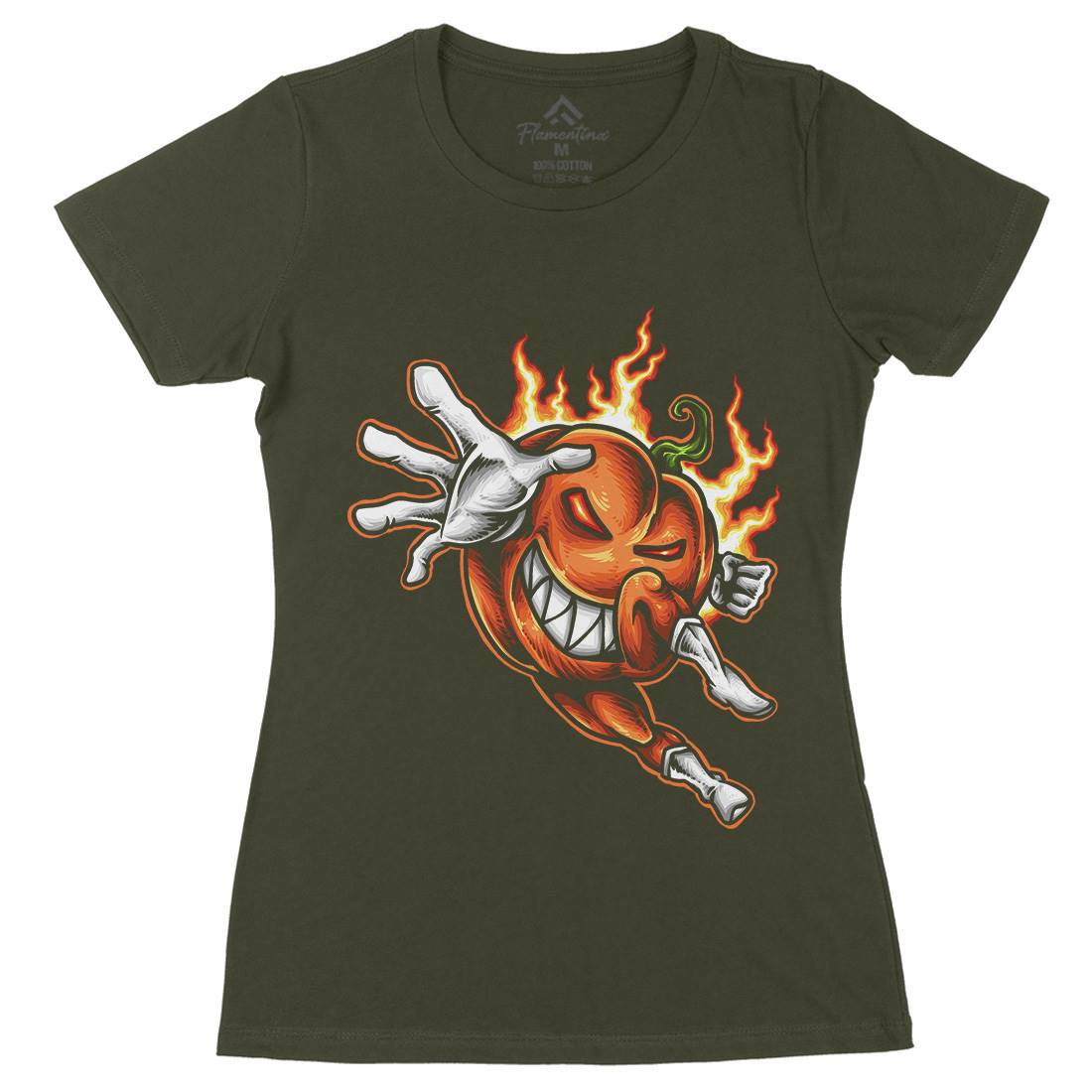 Pumpkin Hero Womens Organic Crew Neck T-Shirt Halloween A455