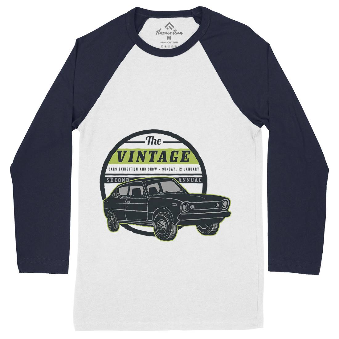 Retro Car Show Mens Long Sleeve Baseball T-Shirt Cars A457