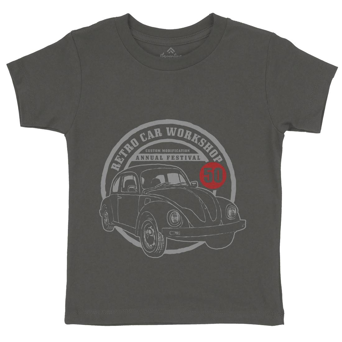 Retro Car Workshop Kids Organic Crew Neck T-Shirt Cars A458