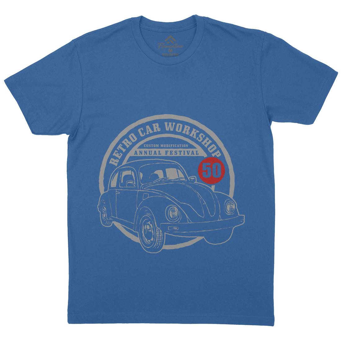 Retro Car Workshop Mens Organic Crew Neck T-Shirt Cars A458