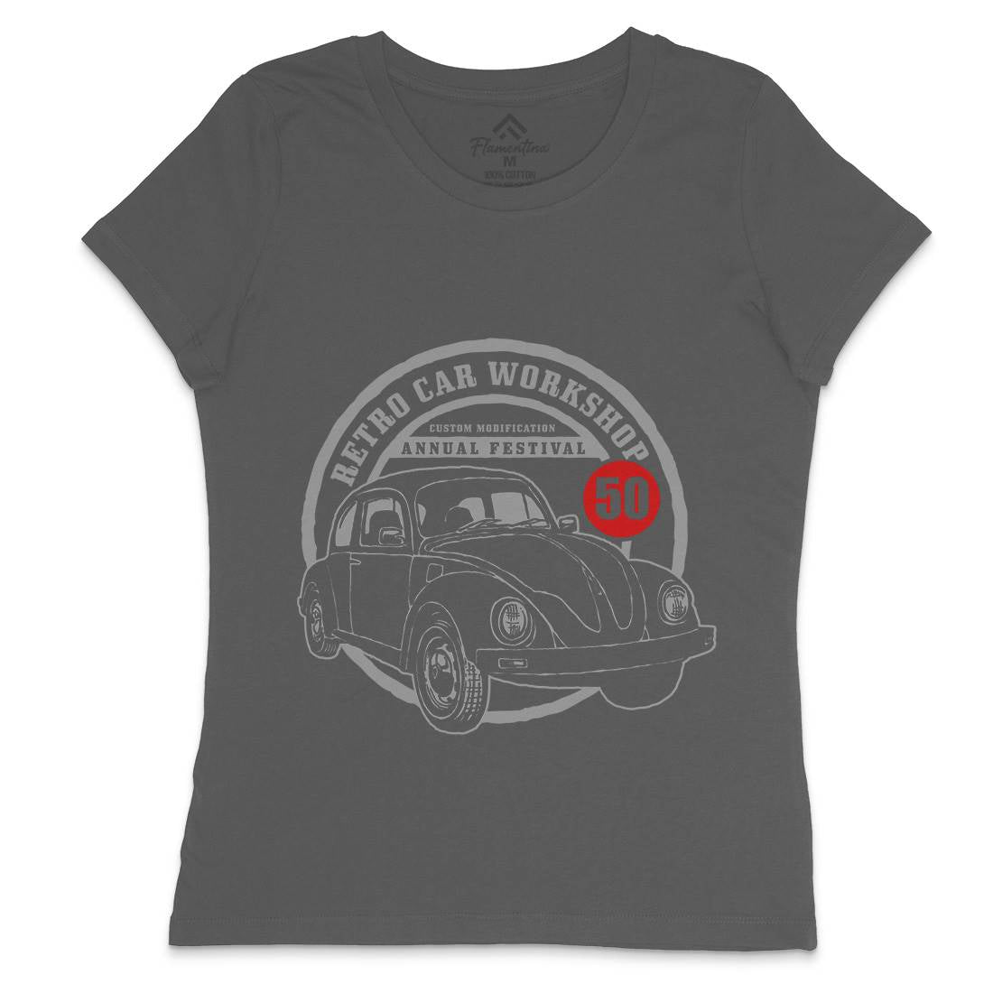 Retro Car Workshop Womens Crew Neck T-Shirt Cars A458