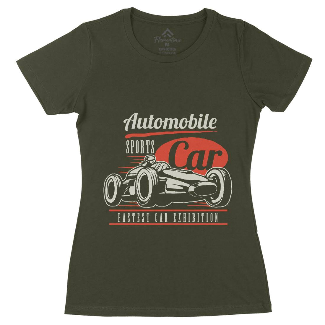 Retro Sport Car Womens Organic Crew Neck T-Shirt Cars A459