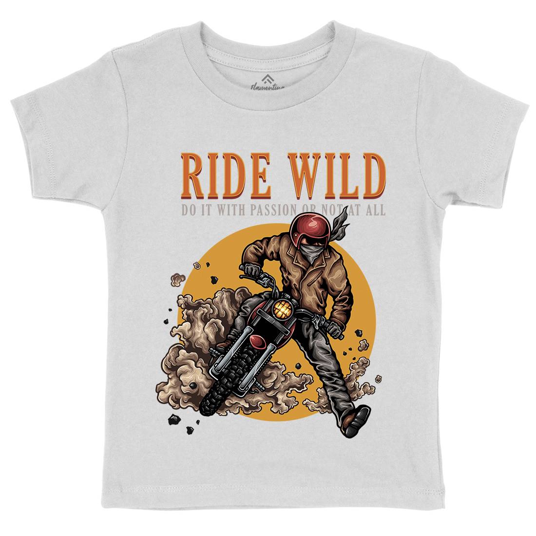 Ride Wild Kids Organic Crew Neck T-Shirt Motorcycles A460