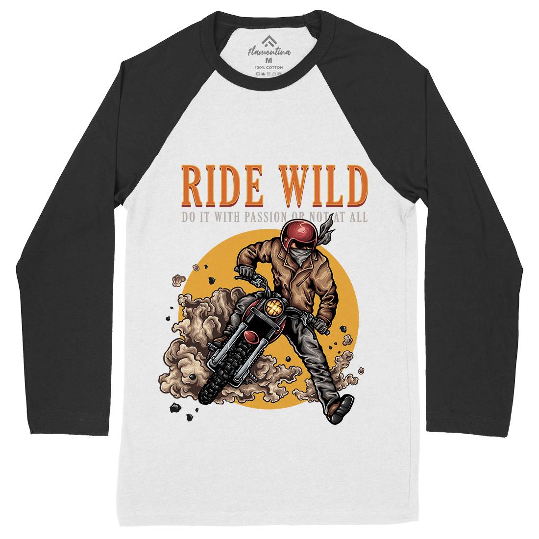 Ride Wild Mens Long Sleeve Baseball T-Shirt Motorcycles A460