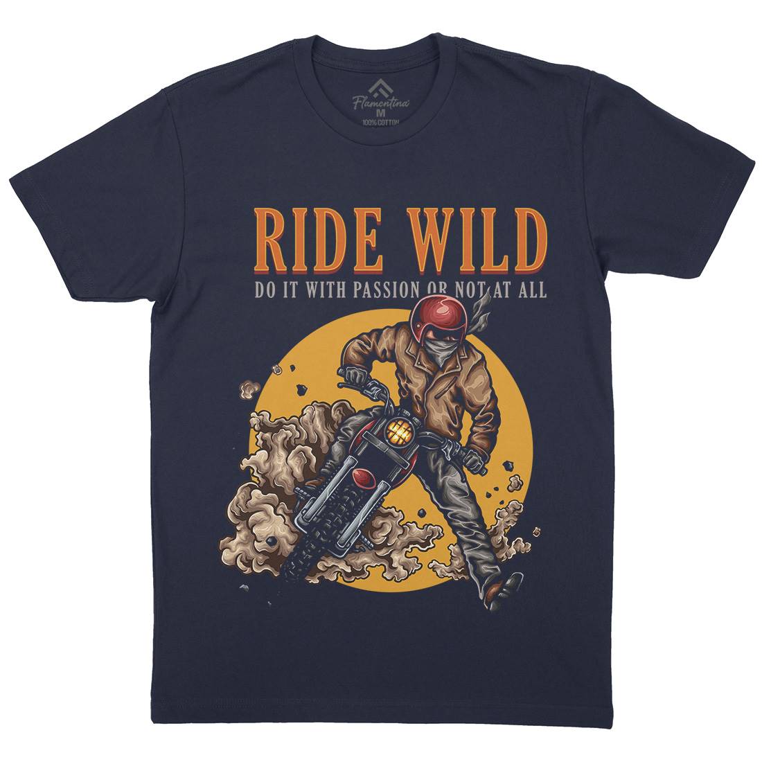 Ride Wild Mens Organic Crew Neck T-Shirt Motorcycles A460