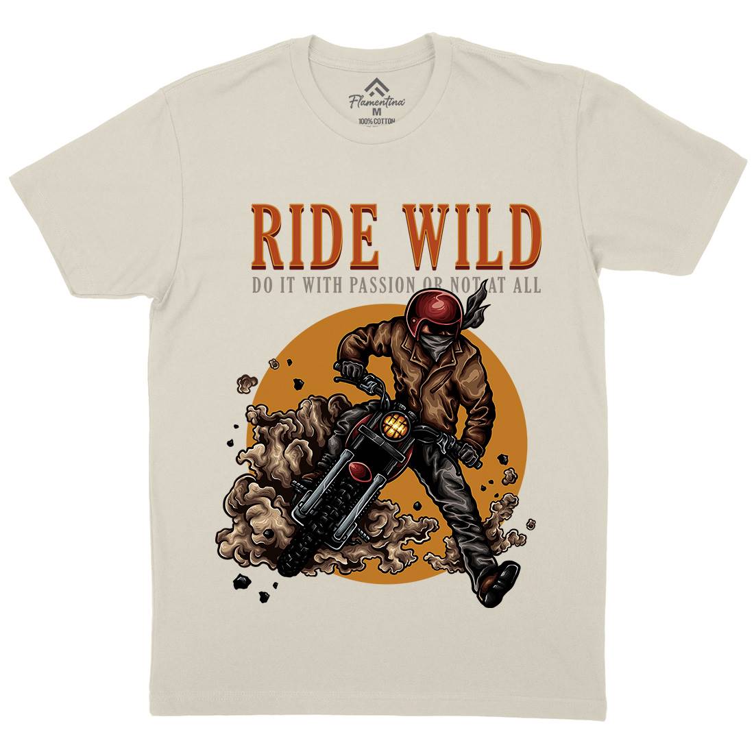 Ride Wild Mens Organic Crew Neck T-Shirt Motorcycles A460