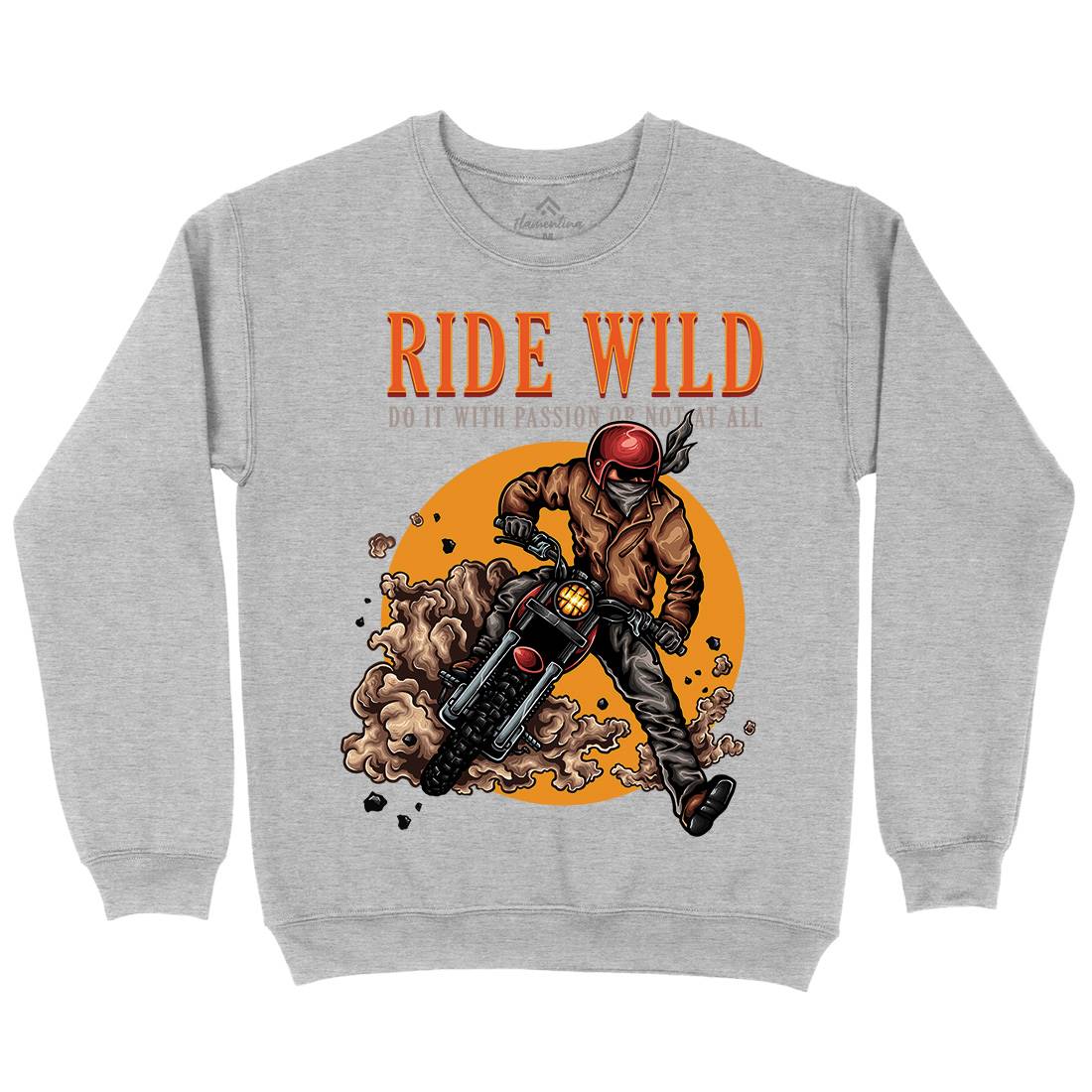 Ride Wild Mens Crew Neck Sweatshirt Motorcycles A460