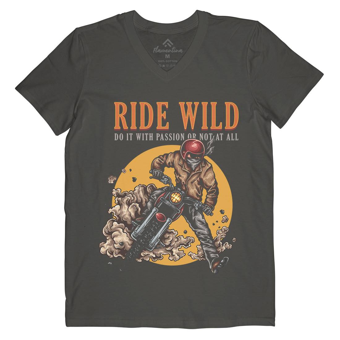 Ride Wild Mens V-Neck T-Shirt Motorcycles A460
