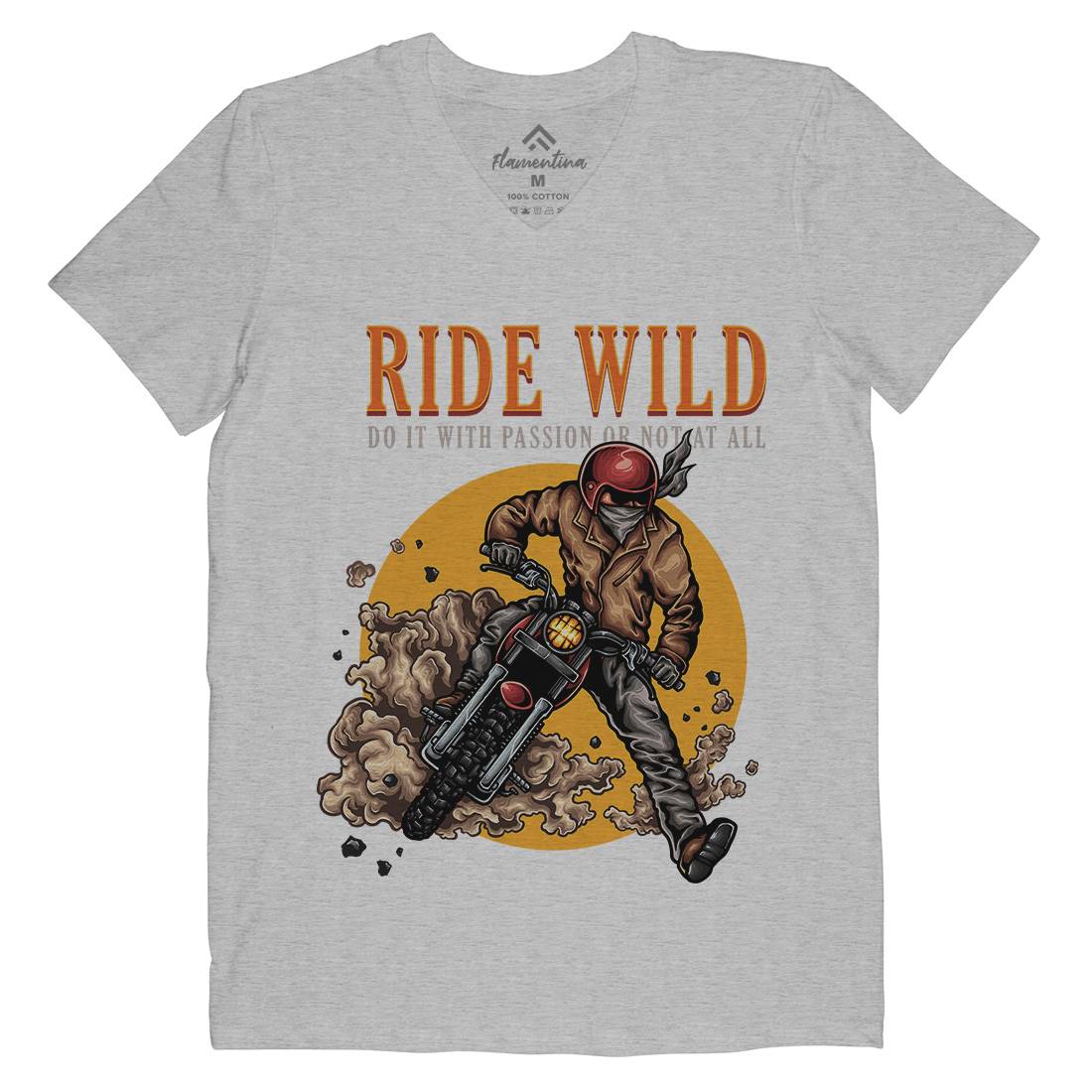 Ride Wild Mens Organic V-Neck T-Shirt Motorcycles A460