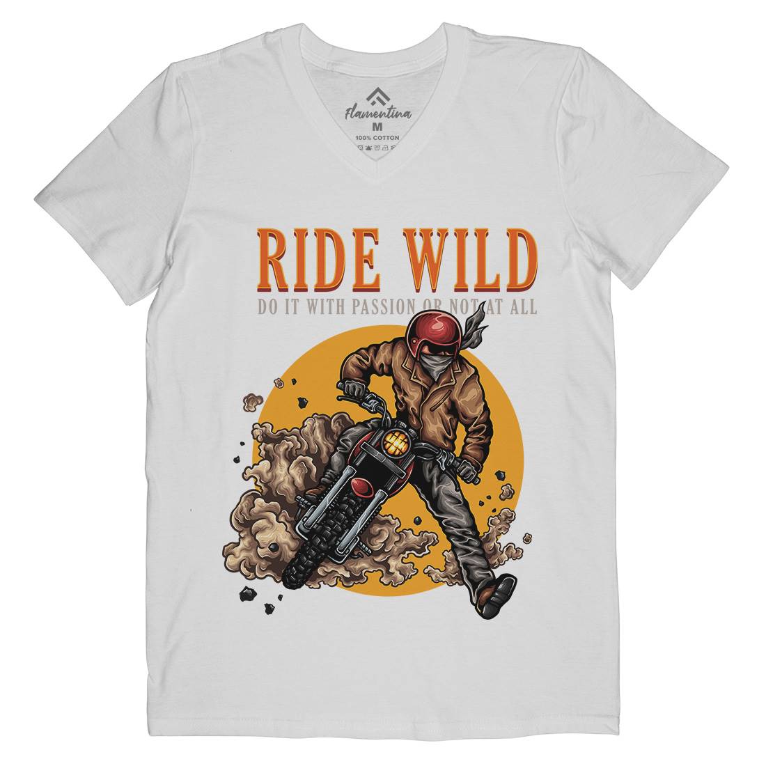 Ride Wild Mens Organic V-Neck T-Shirt Motorcycles A460