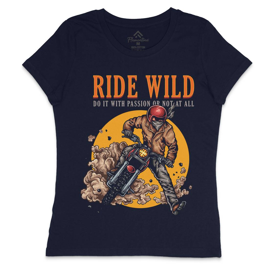 Ride Wild Womens Crew Neck T-Shirt Motorcycles A460