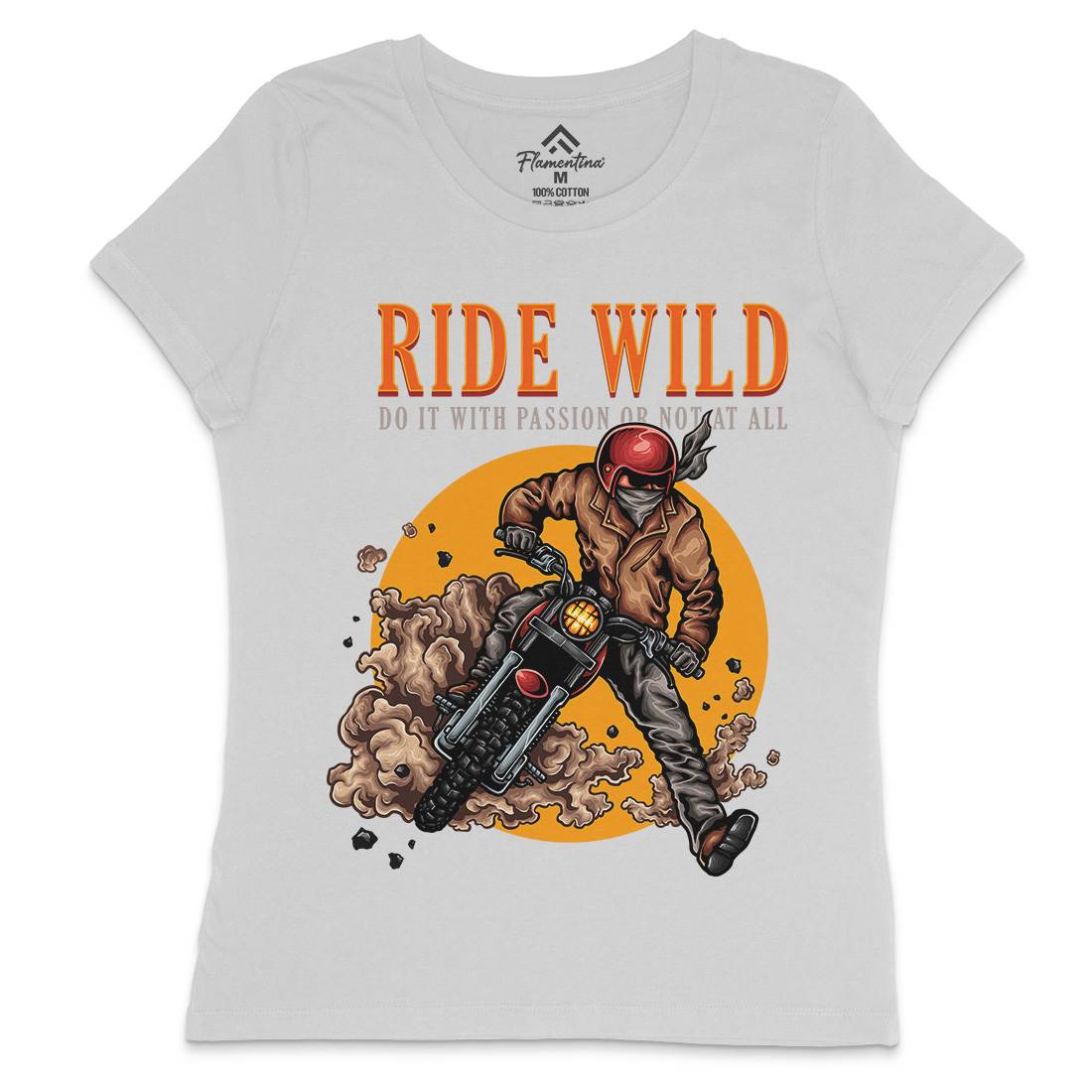 Ride Wild Womens Crew Neck T-Shirt Motorcycles A460