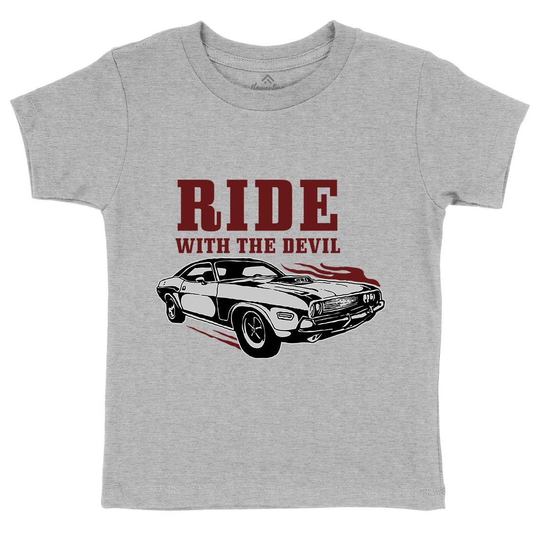 Ride With Devil Kids Crew Neck T-Shirt Cars A461
