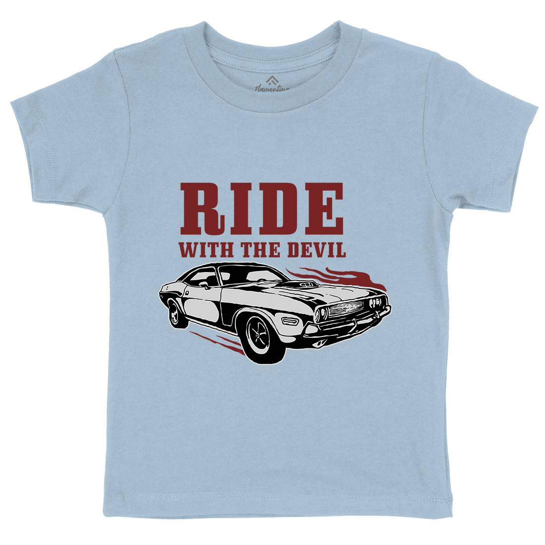 Ride With Devil Kids Crew Neck T-Shirt Cars A461