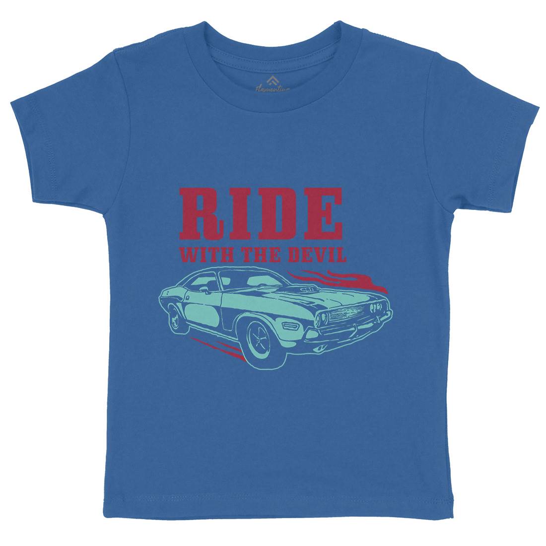Ride With Devil Kids Organic Crew Neck T-Shirt Cars A461