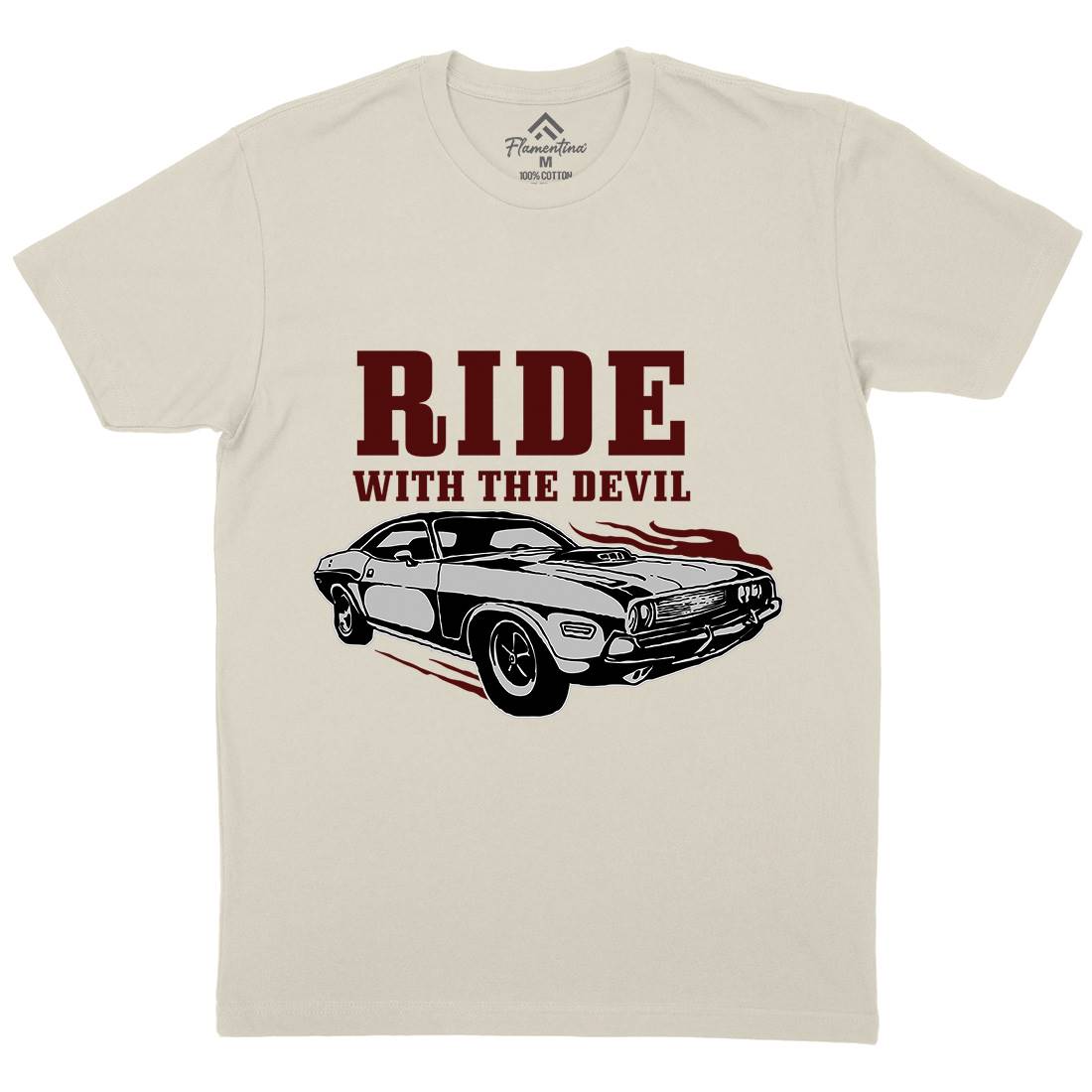 Ride With Devil Mens Organic Crew Neck T-Shirt Cars A461
