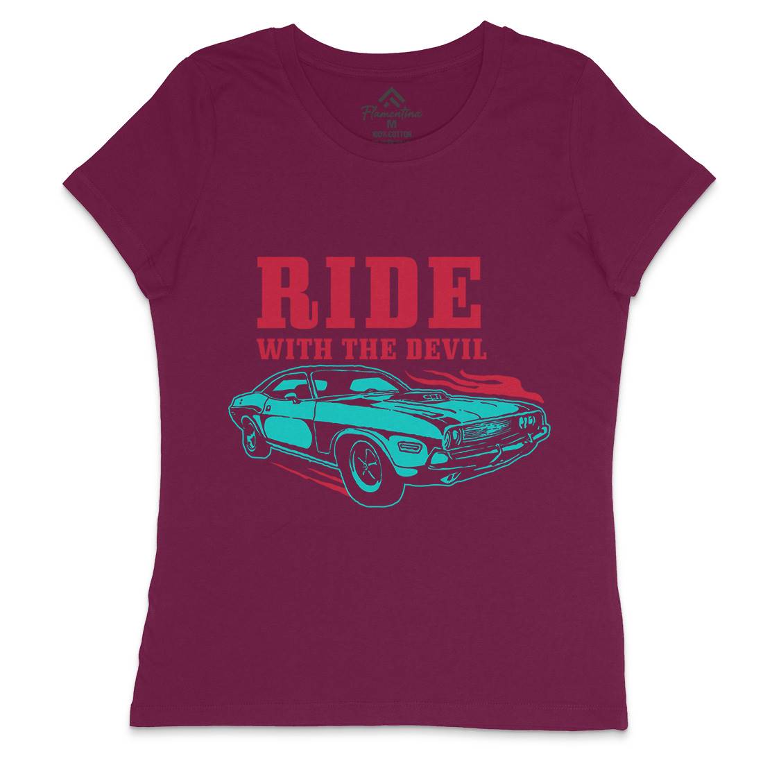 Ride With Devil Womens Crew Neck T-Shirt Cars A461