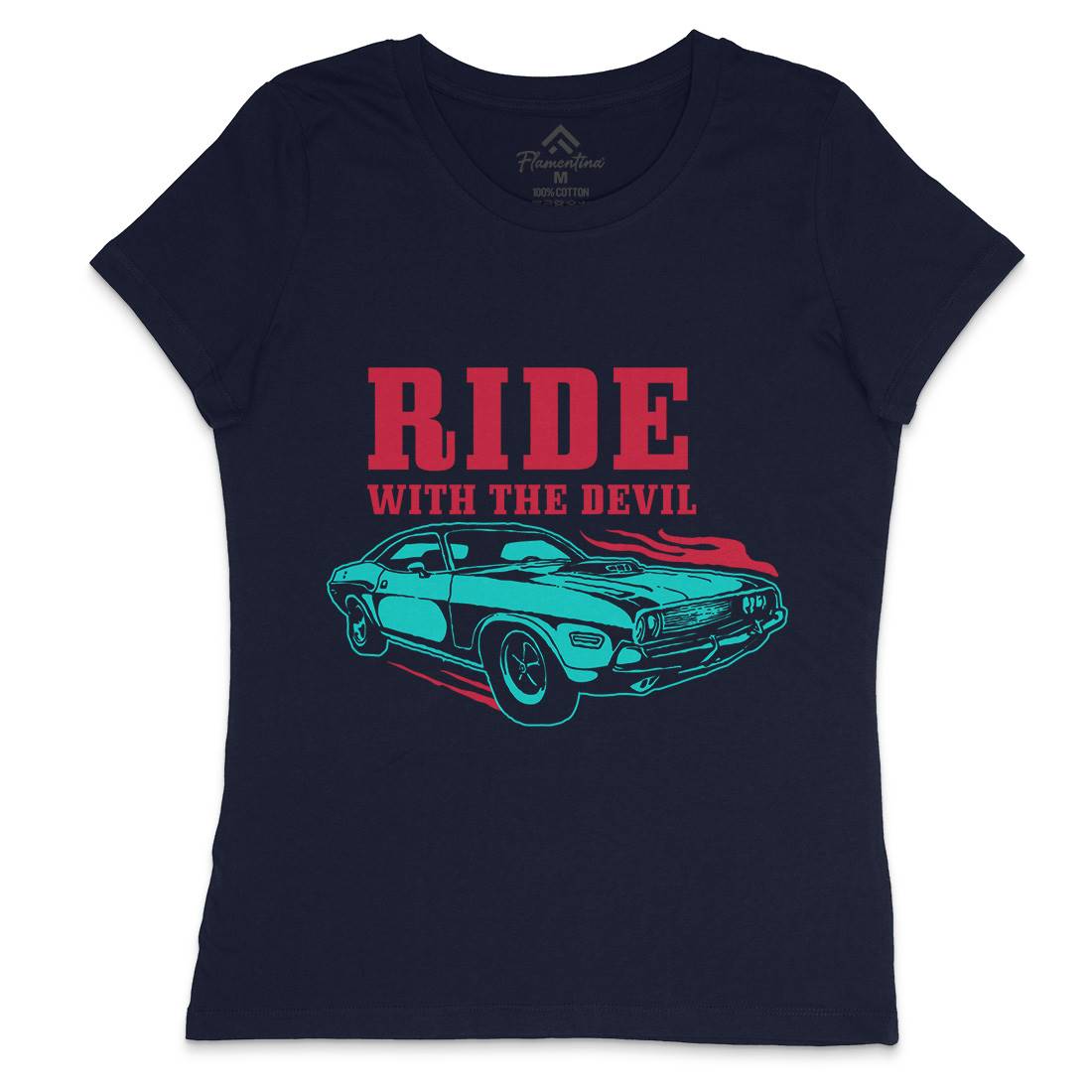 Ride With Devil Womens Crew Neck T-Shirt Cars A461