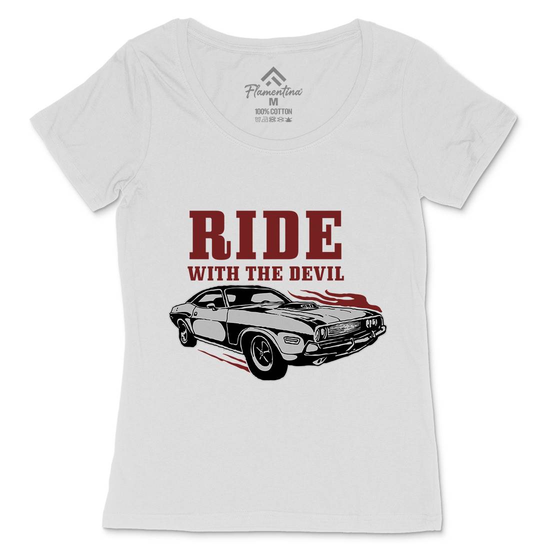 Ride With Devil Womens Scoop Neck T-Shirt Cars A461