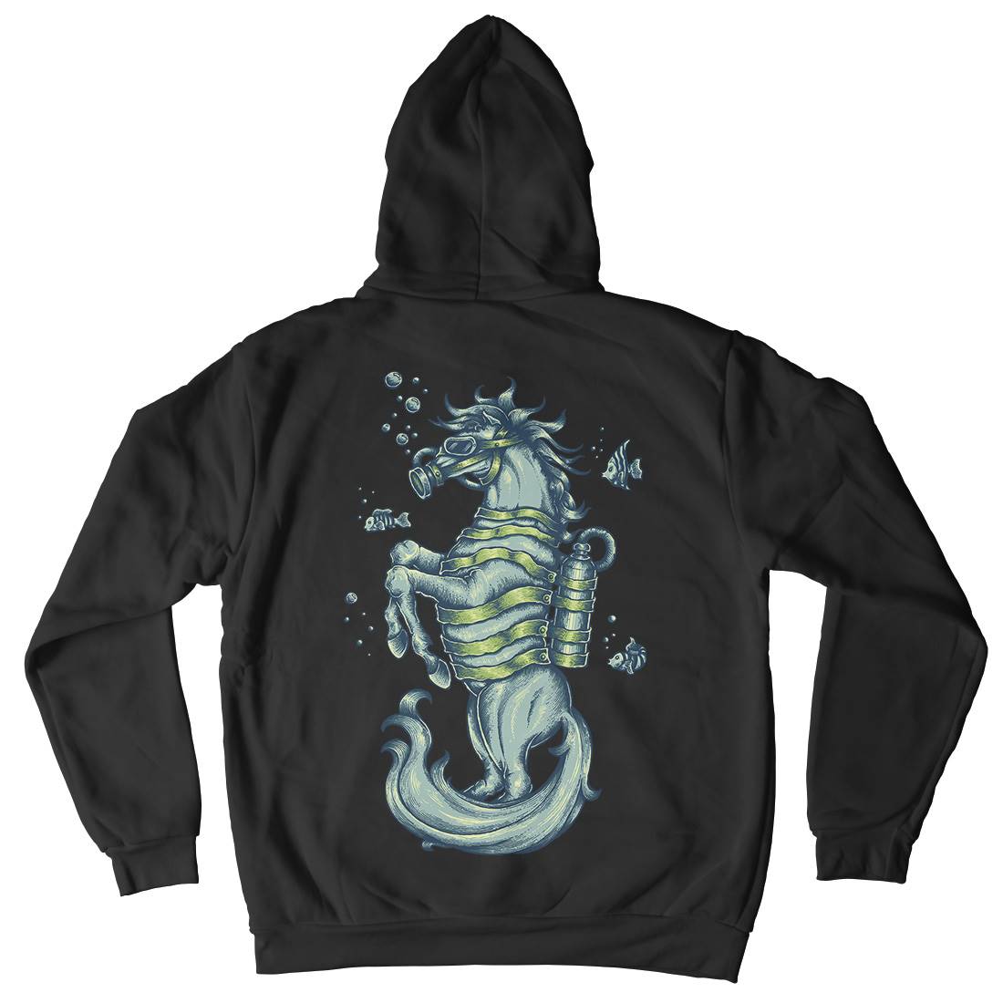 Sea Horse Mens Hoodie With Pocket Navy A463