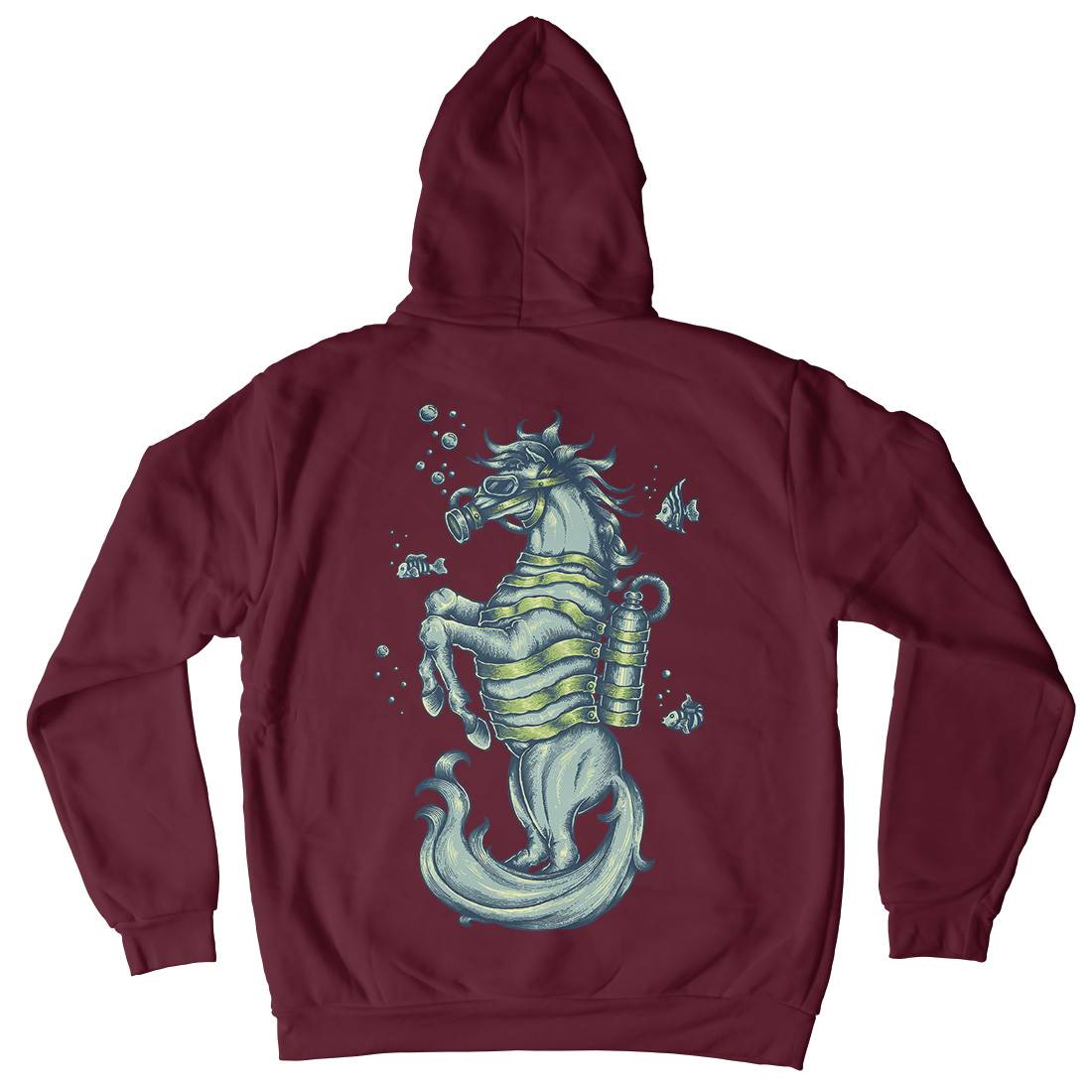 Sea Horse Mens Hoodie With Pocket Navy A463