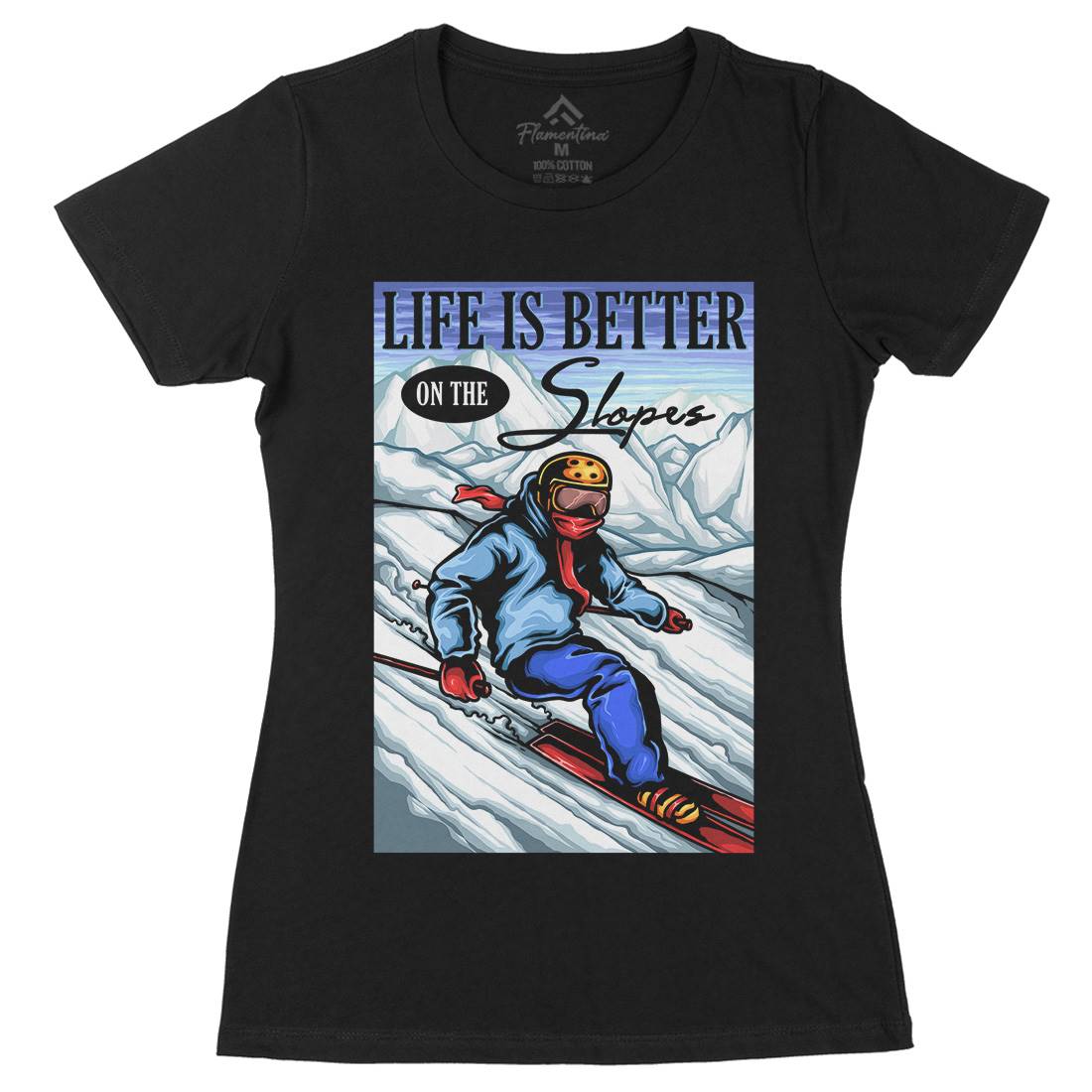 Ski Life Womens Organic Crew Neck T-Shirt Sport A464