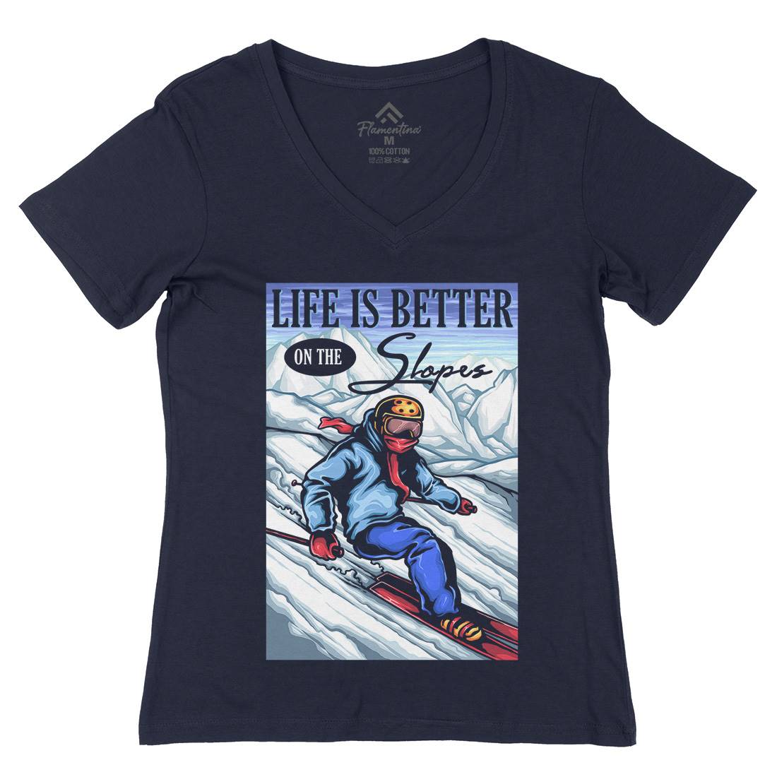 Ski Life Womens Organic V-Neck T-Shirt Sport A464