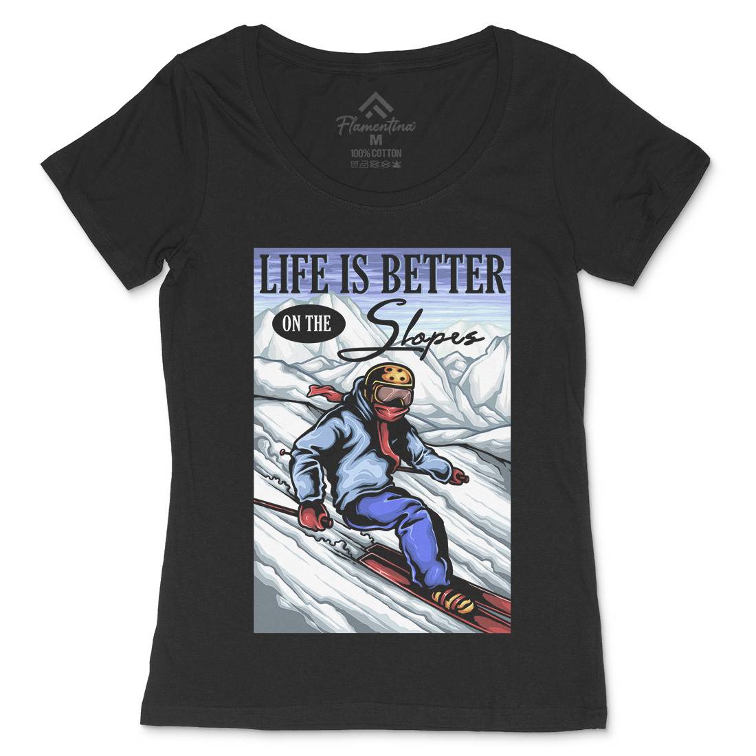 Ski Life Womens Scoop Neck T-Shirt Sport A464