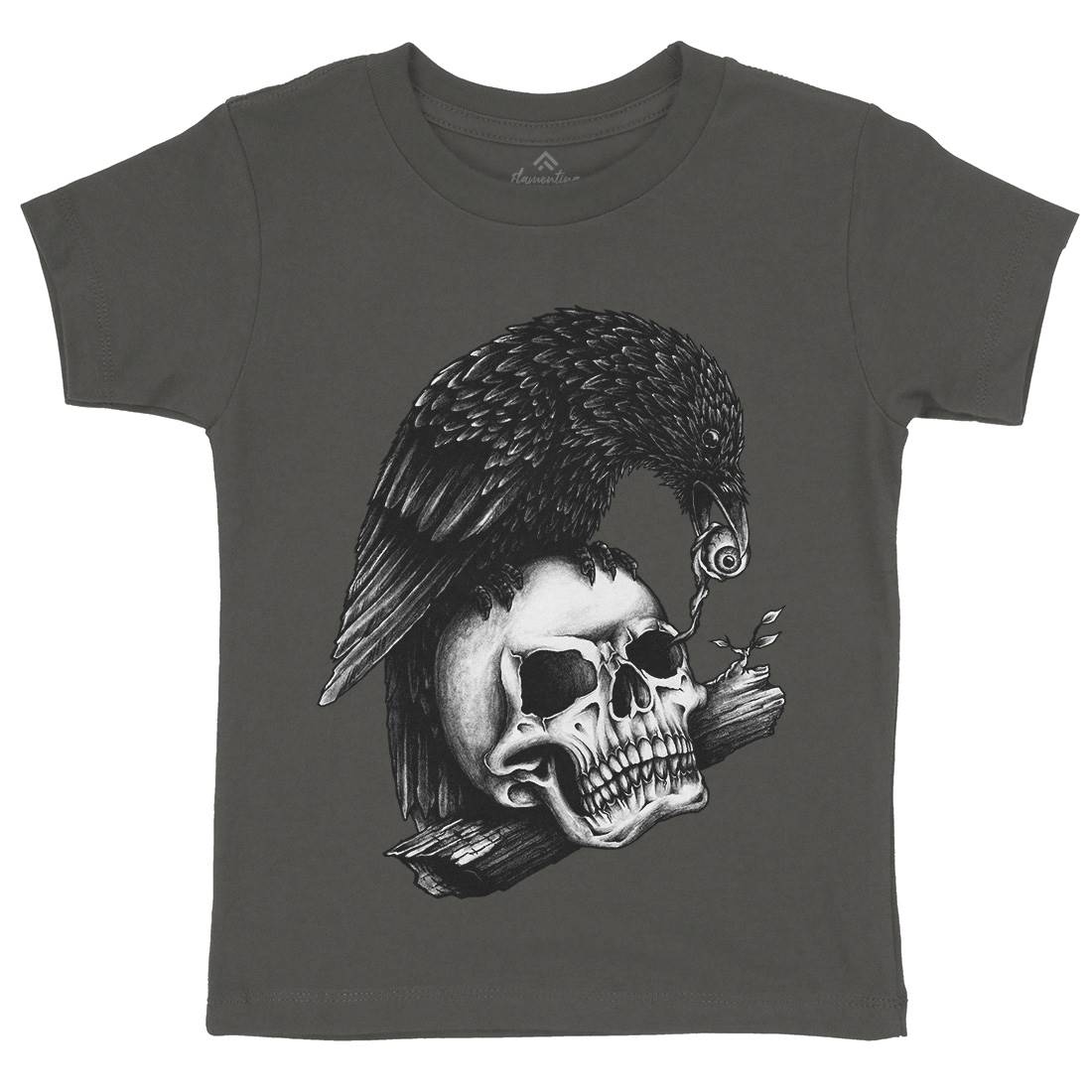 Skull Crow Kids Organic Crew Neck T-Shirt Navy A466